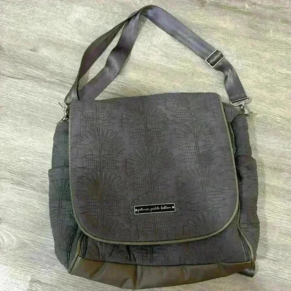 Petunia Pickle Bottom Black Quilted Messenger Bag